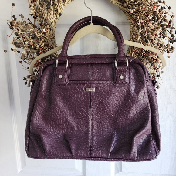 Thirty One Purse Pebbled Vegan Leather Plum Colour Jewels Gems Vintage Pebble - Picture 1 of 6